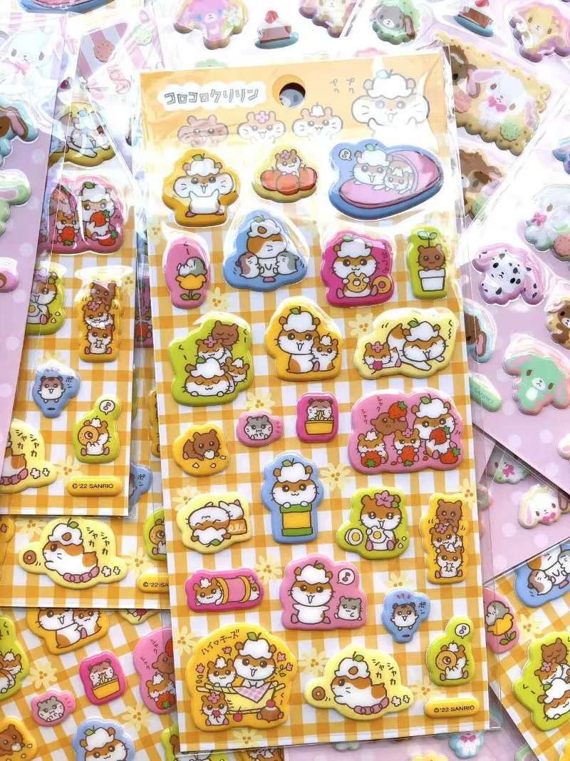 Фото Милые 3D-наклейки Kawaii Sugarbunnies Usahana: объемные стикеры из ПВХ с кроликами и хомяками для дневников, чехлов для телефонов, поделок своими руками, подарков друзьям №4
