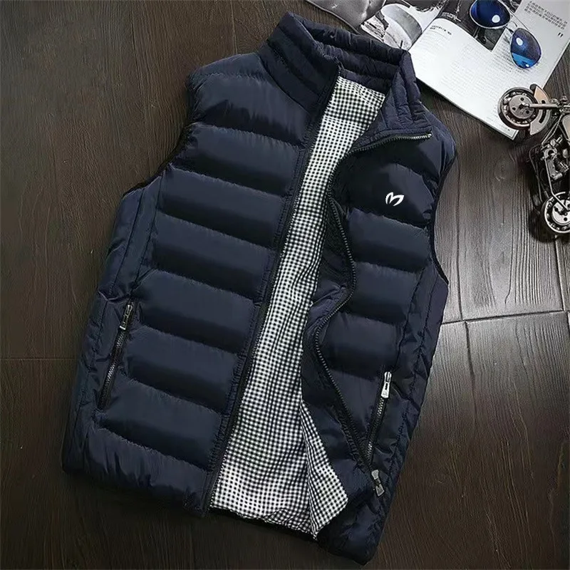 2023 Winter New Men Golf Jacket Fashion Vest Windproof Warm Golf Clothing Men Down Cotton Zipper Vests Coats Plus Size M-5xl