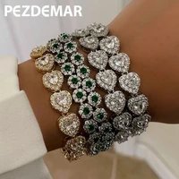 hip hop iced out heart crystal cuban link chain bracelets for women luxury rhinestone tennis chain bracelet wedding jewelry gift