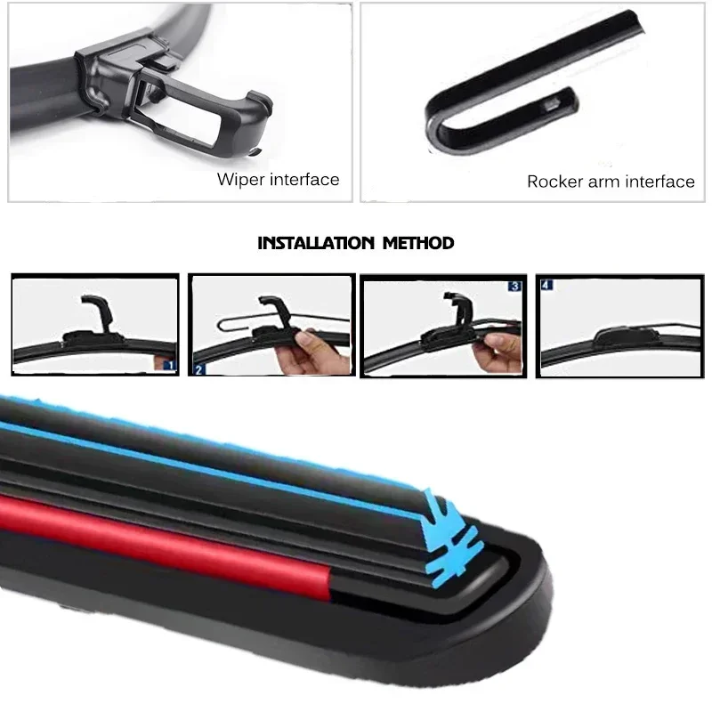 

Car Windshield Wiper Blades Universal Soft THREE Layer Rubber Frameless Bracketless Brushes Accessories Windscreen Window Front