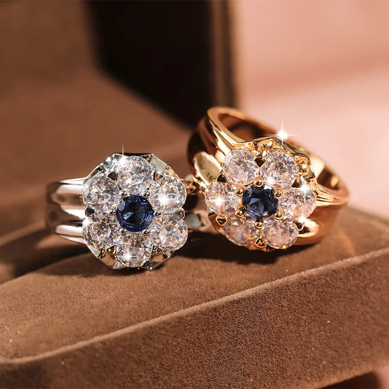 

S925 Серебряные модные горячие продажи европейский и американский Цветок бриллиантовое кольцо Роскошные модные ювелирные изделия обручальное кольцо