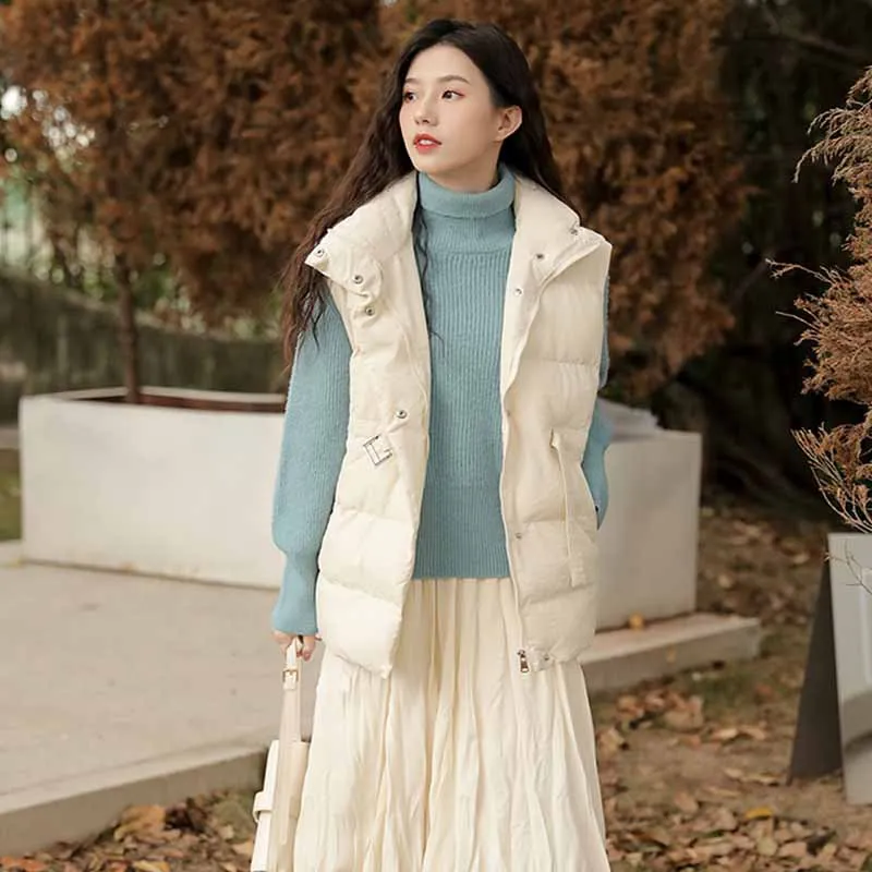 

2022 New Coats for Women White Duck Down Jacket Winter Autumn Down Vest Female Short Top Clothing Puffer Jackets Menteau Cjk076