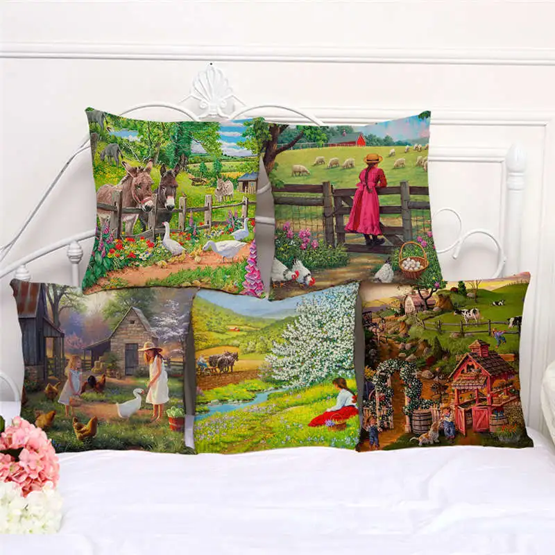 

Наволочки для диванных подушек с изображением животных и птиц, Льняные Декоративные наволочки для домашней гостиной