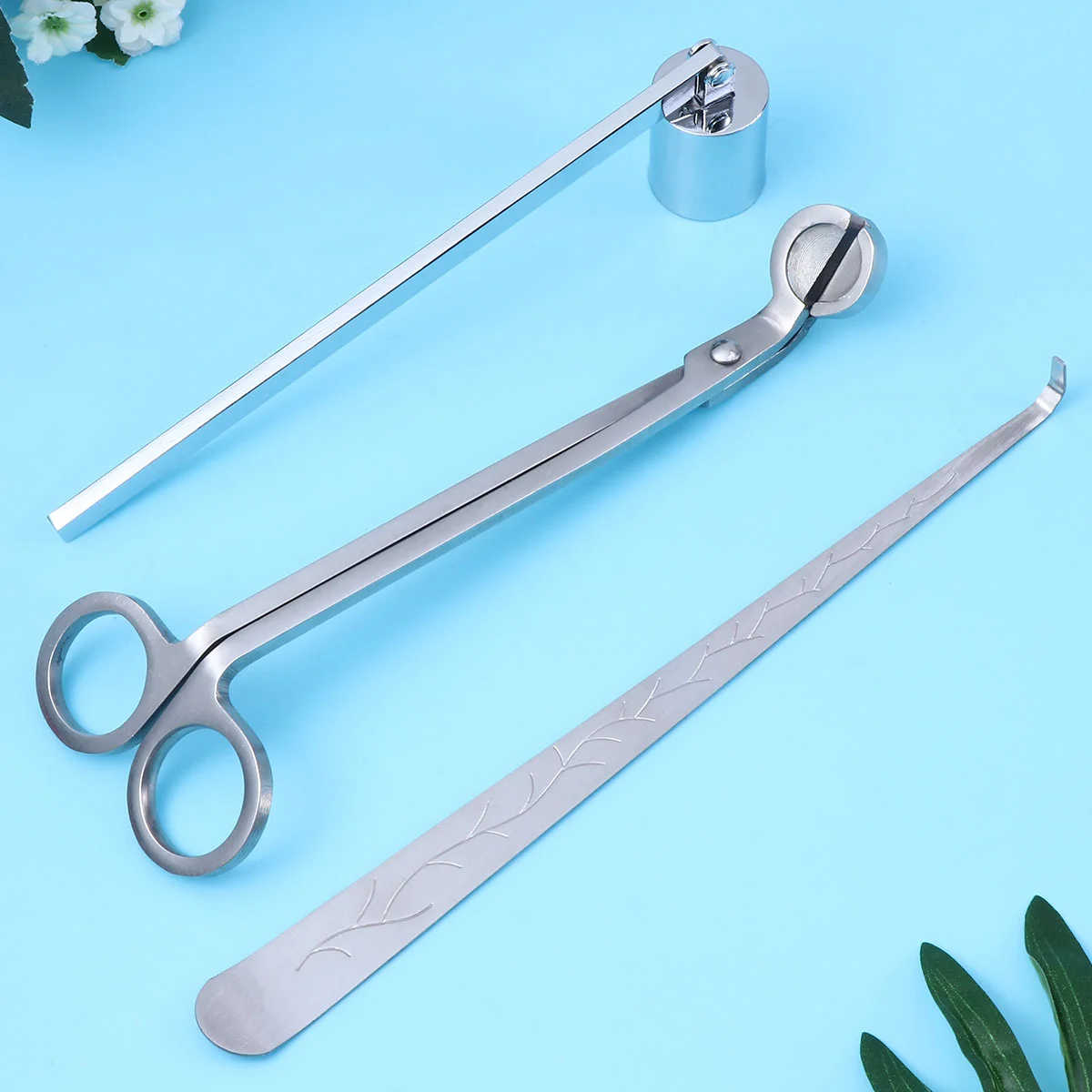 

Wick Snuffer Trimmerstainless Steel Dipper Set Accessoryextinguisher Scissor Flame Handle Kitand Bell Tool Care Tools Cutting