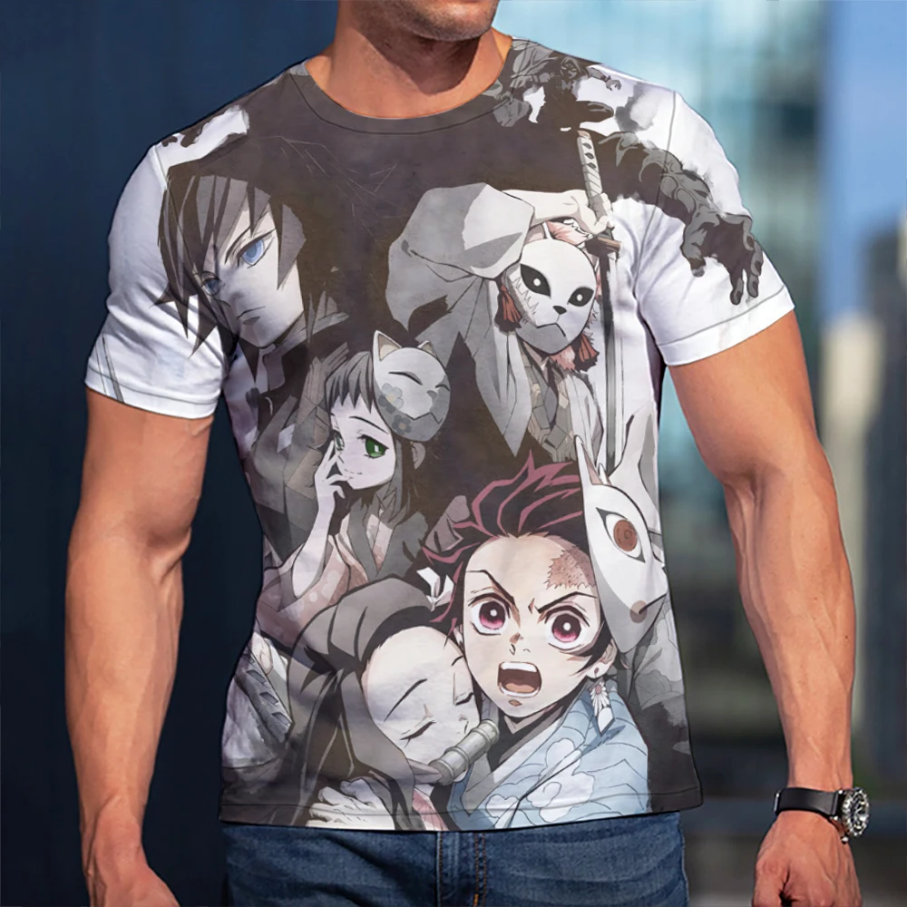 

Anime T-shirt Manga Demon Slayer Short Sleeves Fashion Style Crew Onck Handsome Man Hip Hop Lovers Couple All-Match Comfortable