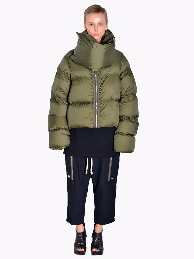 Sunny Turtleneck Thick Parkas Quilted Warmth Long Sleeve Winter Cotton-Padded Puffer Bubble Coat Casual Wild Skinny Outwear