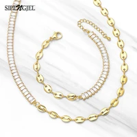sipengjel fashion gold coffee bean chains necklaces punk hip hop pig nose chains bracelets for women handmade jewelry