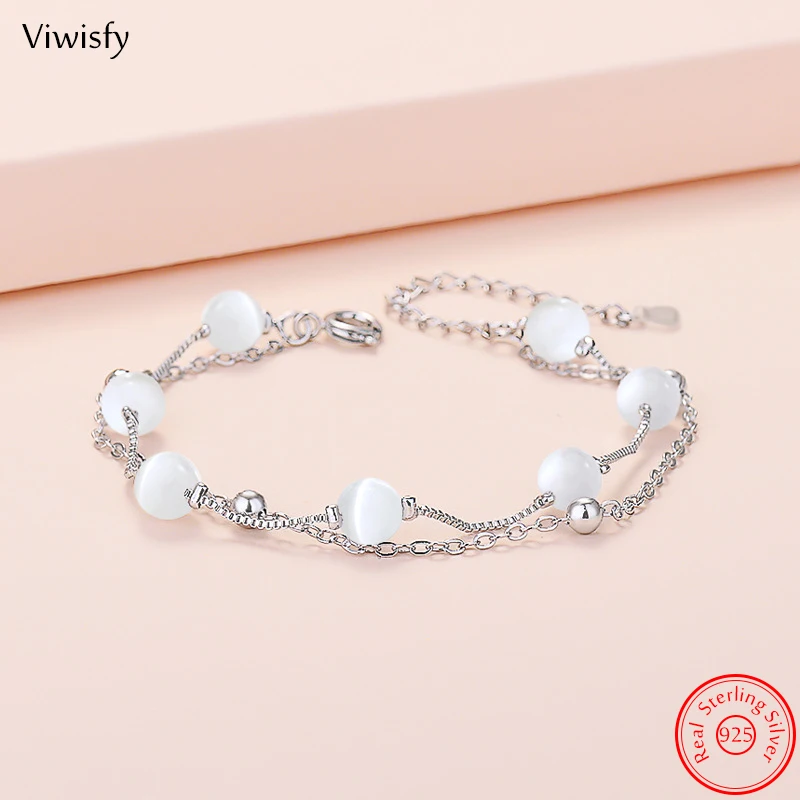 

Женский браслет из серебра 925 пробы с опаловыми бусинами