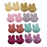 shiny rabbit head 3x3 5cm 80pcslot padded appliqued for diy handmade kawaii children hair clip accessories hat shoes
