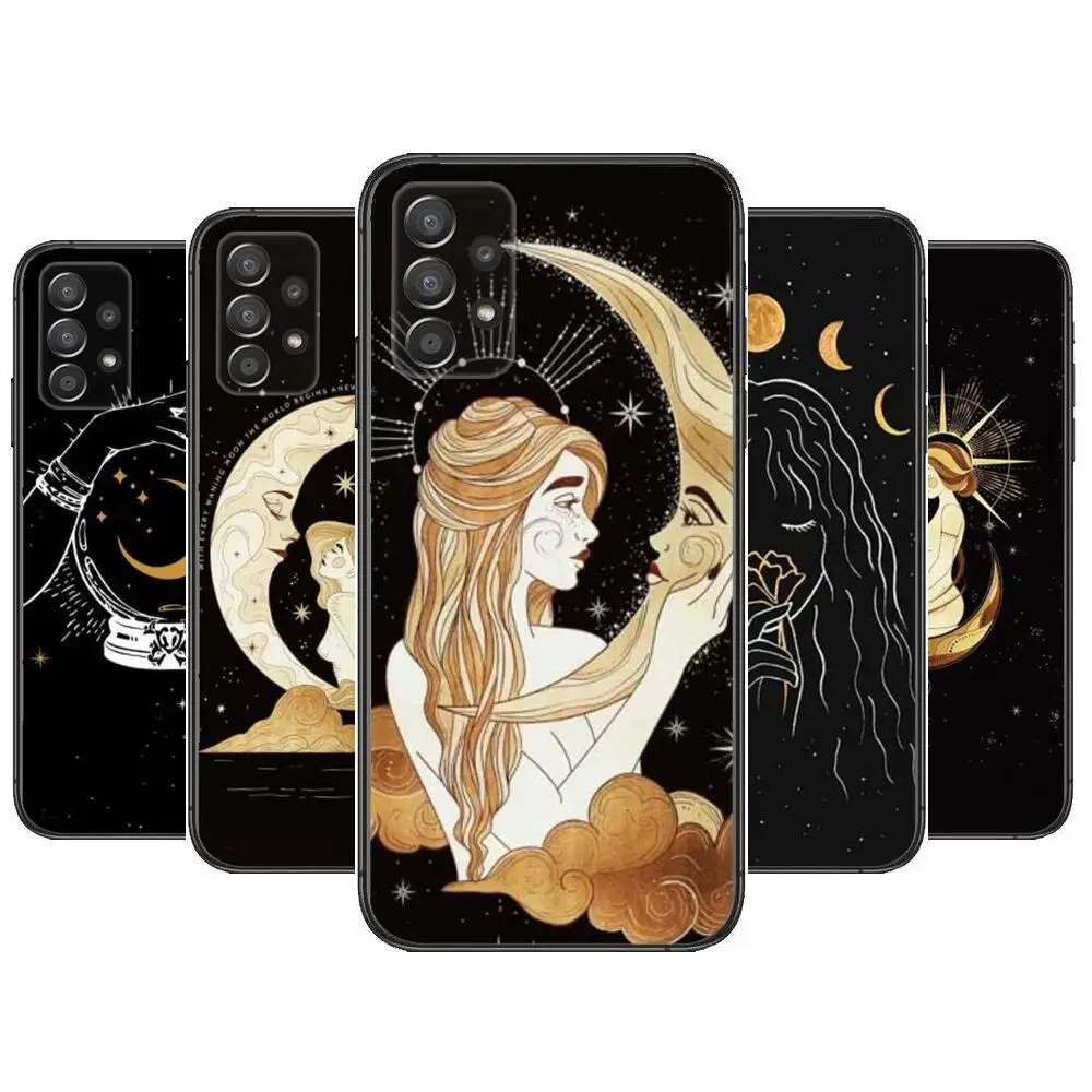 

Witches Moon Tarot Mystery Totem Phone Case Hull For Samsung Galaxy A70 A50 A51 A71 A52 A40 A30 A31 A90 A20E 5G a20s Black Shell