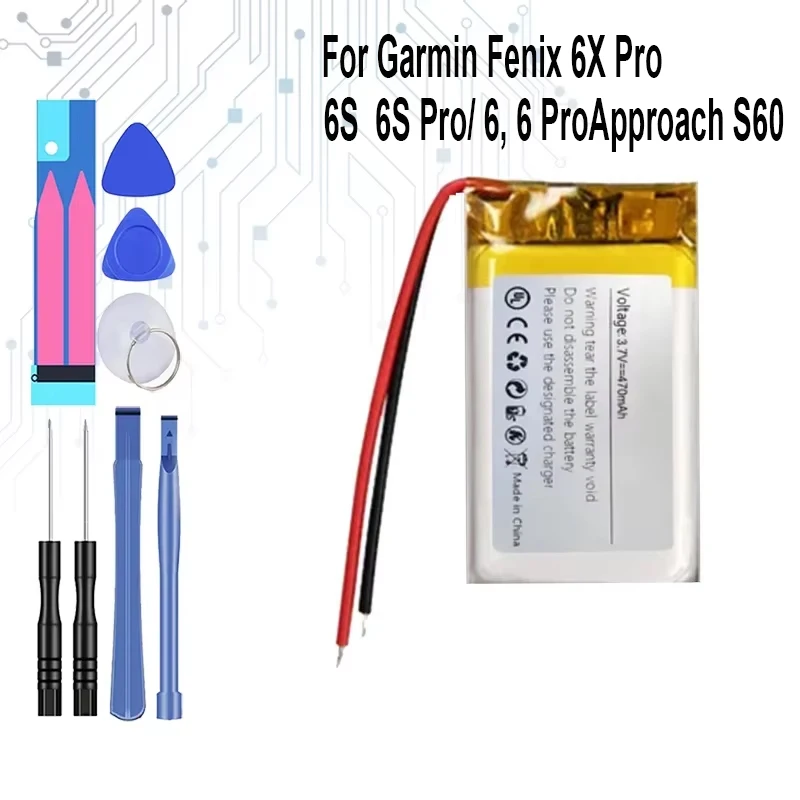 Сменный аккумулятор для спортивных часов Garmin Fenix 6 6X Pro 6S Sapphire Approach S60 361-00097-00 361-00086-12