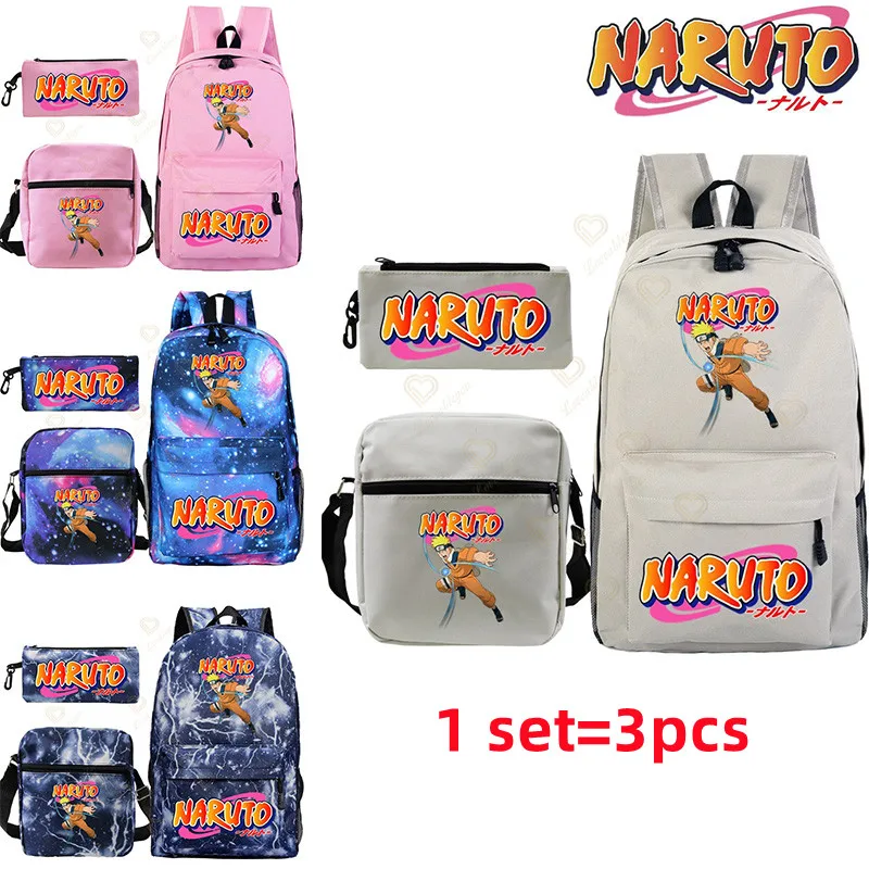 

Back To School 3pcs/set Naruto Backpack School Bags Anime Printing Backpacks Teenagers Girls Travel Bag Boys Rucksacks Mochila