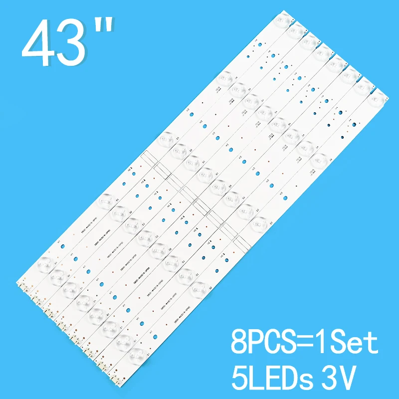 

New 8PCS/lot 5LEDs 3V 390mm Suitable for Skyworth 43-inch LCD TV 5800-W43016-0P00 43E4600 05-LP1010-01A backlight strip