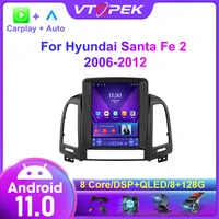 vtopek android 11 car radio for hyundai santa fe 2 2006 2012 multimedia video navigation carplay stereo speakers head unit