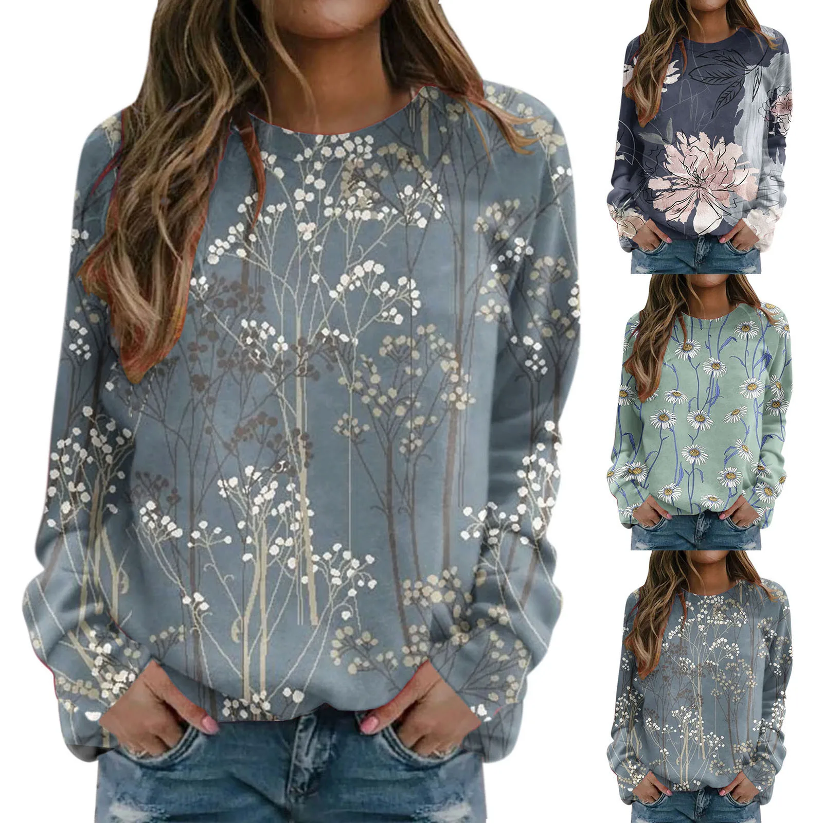 

Jogging Outfits Women Set Women Printing Sweatshirt Top Long Sleeved Sweatshirt Casual Blouse Monogram Sweatshirts Ladies