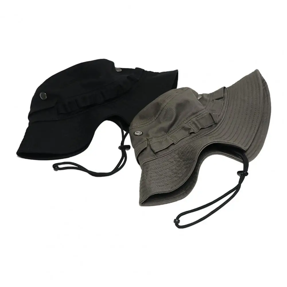 

Bucket Hat Wear Resistant Drawstring Hat Neat Alignment Windproof Unsex Summer Sunshade Bucket Hat