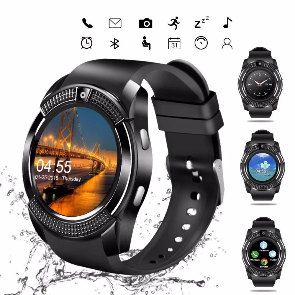 

V8 Smartwatch Support Sd Card Phone Card Bluetooth Watch Cell Phone Sleep Monitoring Pedometer Smart Bracelet For All Smartphone