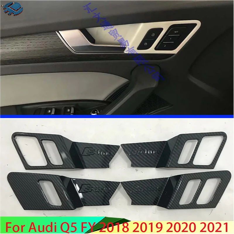 

For Audi Q5 FY 2018 2019 2020 2021 Decorate Accessories ABS Inner Door Handle Cover Catch Bowl Trim Insert Bezel Frame Garnish