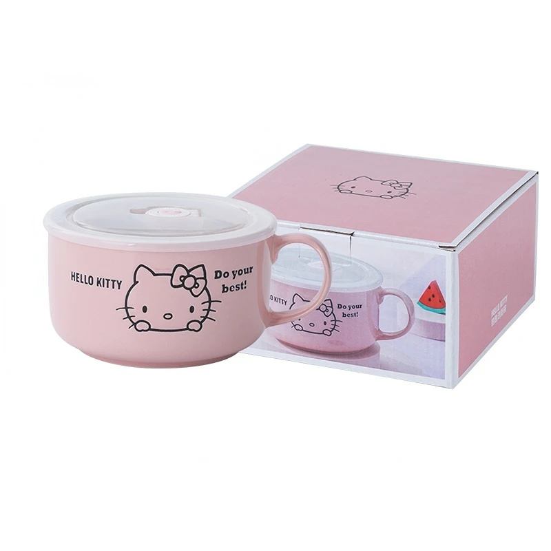 

Милая керамическая миска Hello Kitty для лапши в японском стиле, Ланч-бокс для студенческого общежития, одинарная посуда, домашний Ланч-бокс