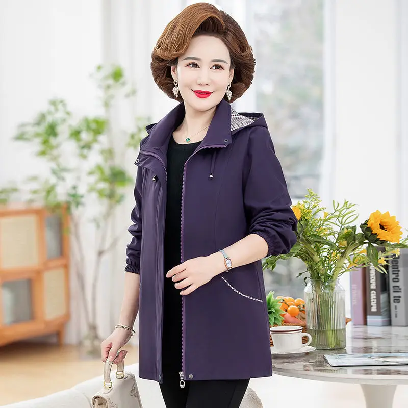 

Women's 2023 New Spring Autumn Korean Style Solid Loose Hooded Jackets Fashion Casual Female Long Sleeve Coats Outdoor Z142