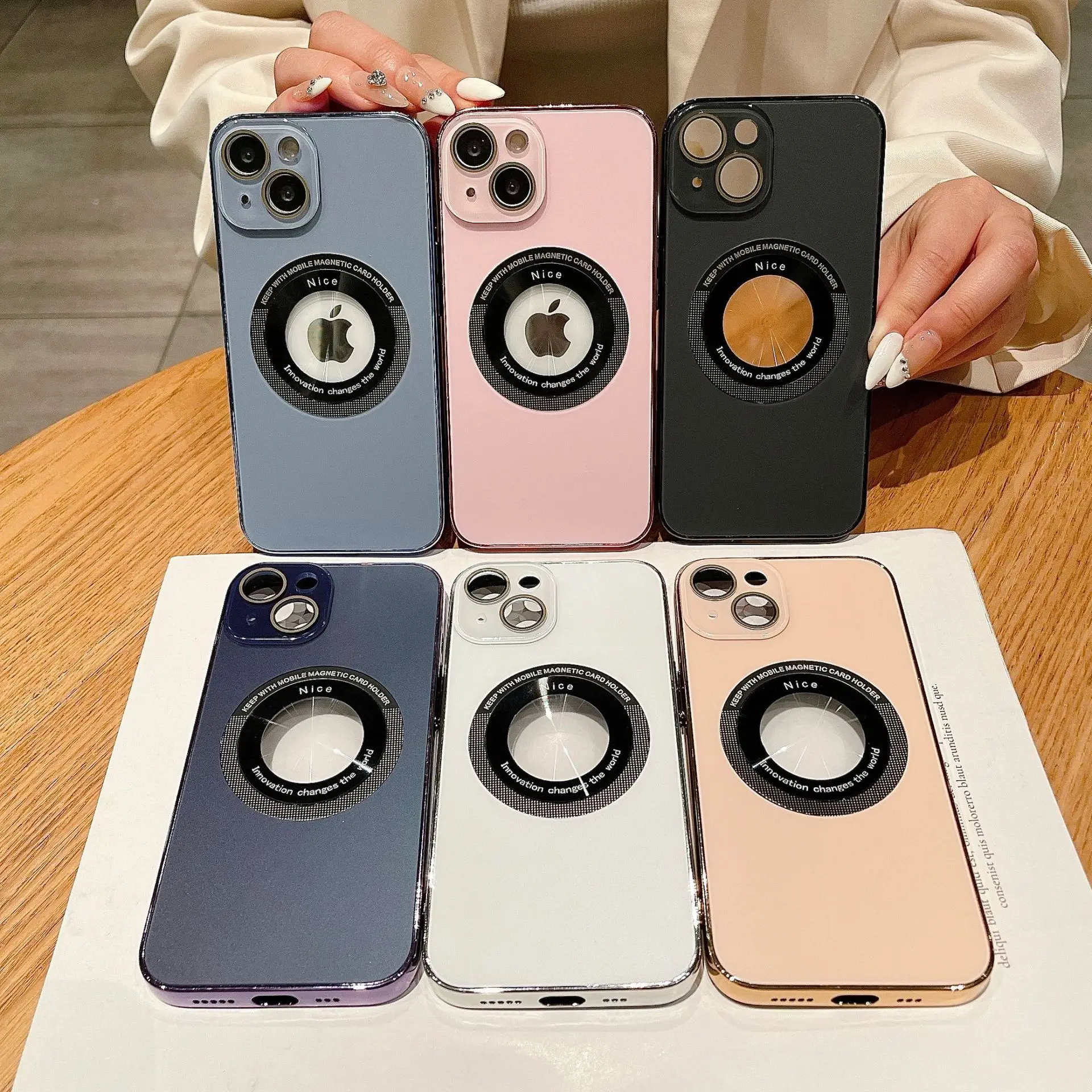 

10Pcs Ag Glass Lens Case For Iphone 14 Pro max 14 13 12 11 Hard PC Electroplated Frame Protect For 13 Pro 14 Pro Hole Magnetic