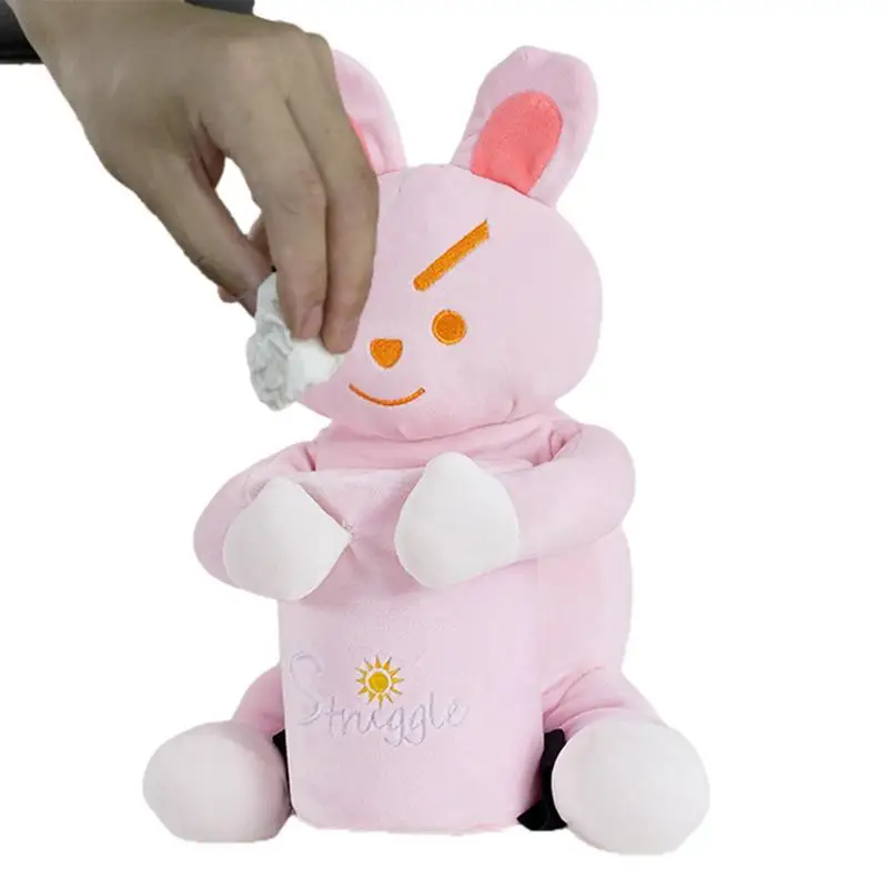 

Car Paper Towel Holder Cartoon Tissue Box Plush Napkin Dispenser Car Interior Organization Trash Can Tissue Holder For Vehicles