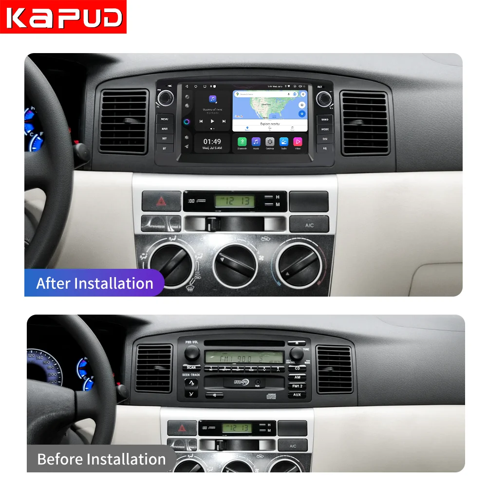 Автомобильный мультимедийный стерео-плеер Kapud 7 дюймов Android 12 камера 360 для Toyota