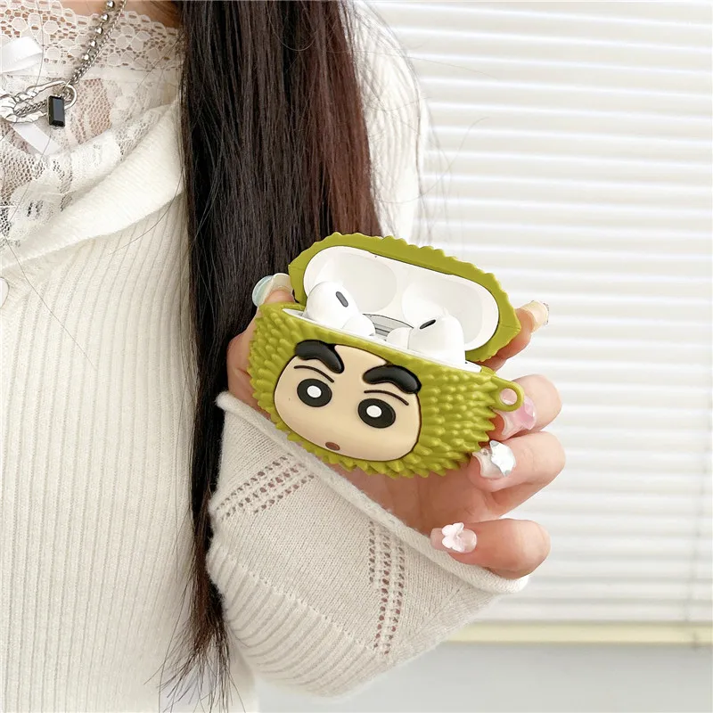 Crayon Shin-chan для Apple AirPods 1 2 3 4 Pro чехол с рисунком дуриана силиконовый защитный