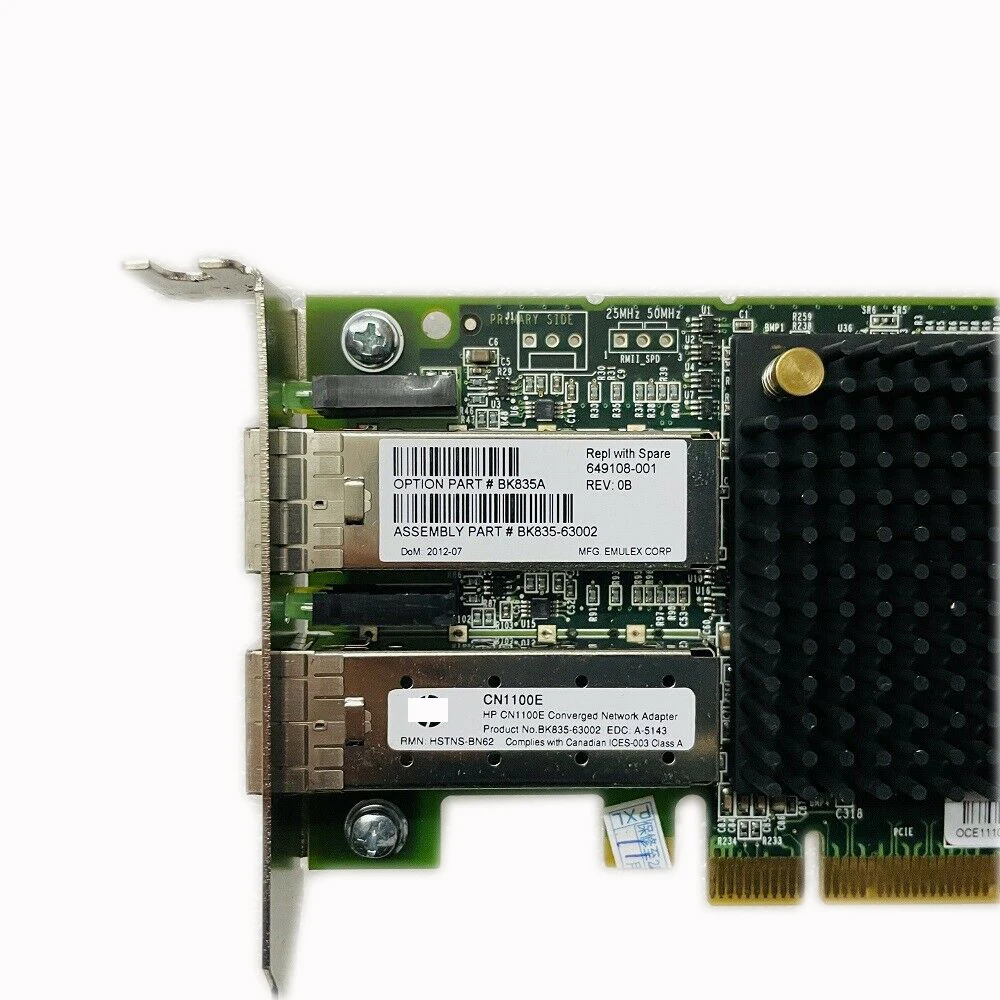 

Network card use for HP Storageworks CN1100E Dual Port Converged Network Adapter BK835-63002 649108-001 BK835A