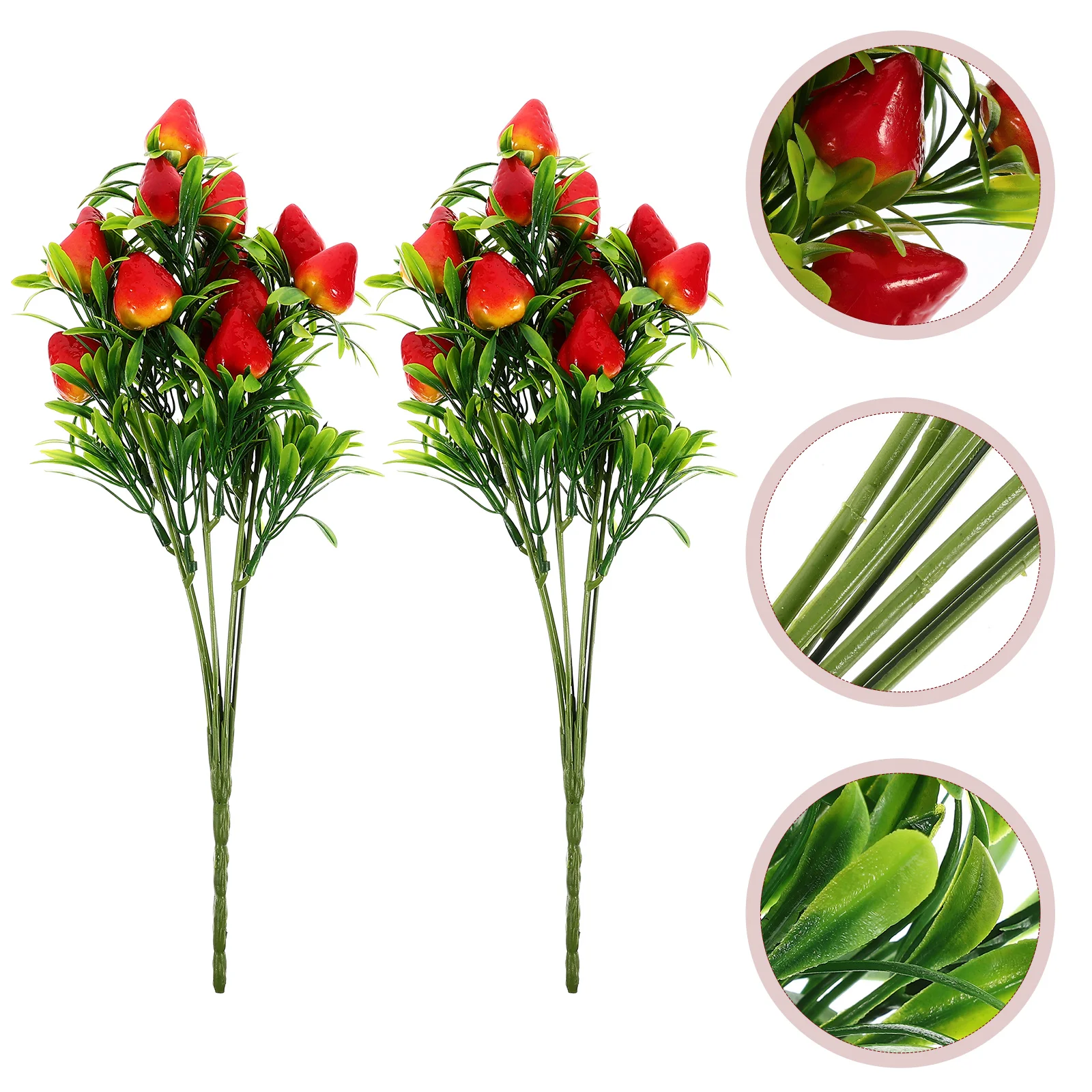 

2 Pcs Simulated Strawberry Fake Ornament Party Decorations Home Accessories Bouquet Branch Adorn Ornaments Festival Branches