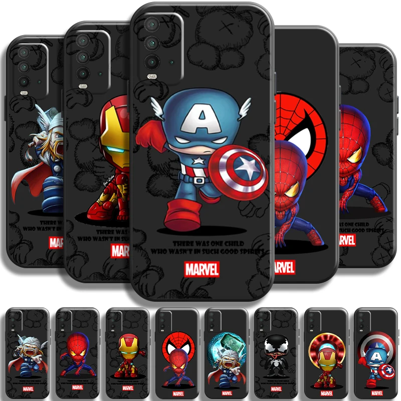 

Marvel Cartoon Avengers For Xiaomi Redmi Note 8 8T Pro Redmi 8 8A Phone Case Black Liquid Silicon Back TPU Coque Silicone Cover