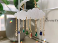 handmade acrylic rain cloud earrings rainbow rain dropscelestial hoops earringshealing crystalgothic earringswicca magical