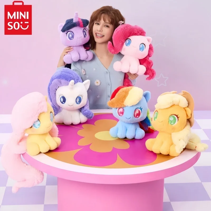 Новинка Hot Miniso Authentic My Little Pony 2024 новая сидящая кукла игрушка Fluttershy Applejack Twilight