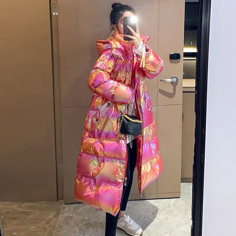 Branded Winter Women's Cold Coat Parkas Long Hooded Padded Jacket Glossy Super Hot Coat Cheap Wholesale Jackets Free Shipping