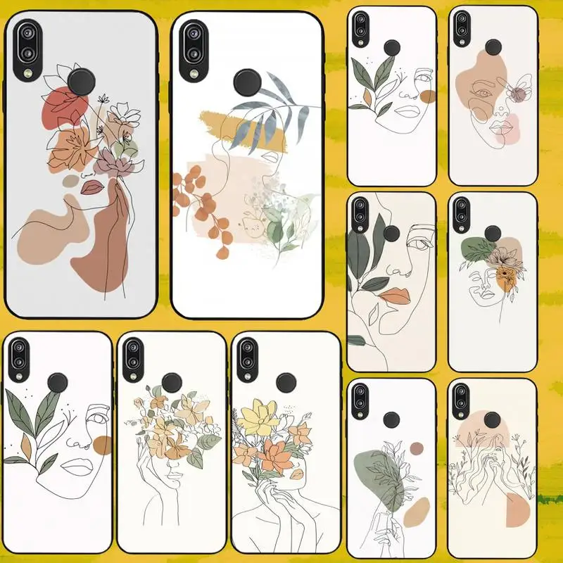 

Abstrach Face Art Line Phone Case fundas shell cover for HUAWEI P10 P20 P30 P40 mate 30 40 lite Pro