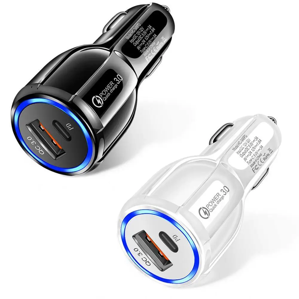 

QC 3.0 Type C USB Автомобильное зарядное устройство 36 Вт Быстрая Зарядка адаптер зарядного устройства прикуриватель в автомобиле аксессуары для и...