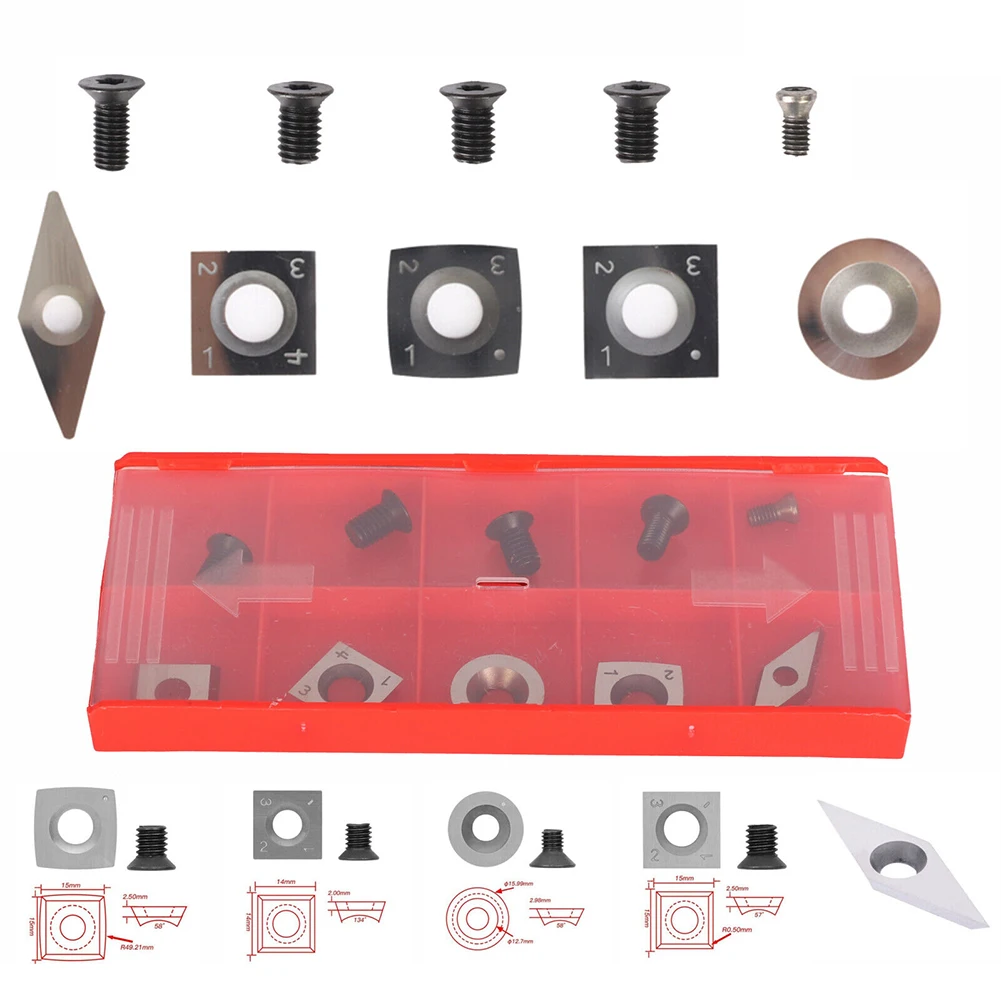 

Hot Sale Inserts Blades Lathe Holder Tool 10pcs/set Carbide For Chisel Milling Cutter Silver Turning With Screws
