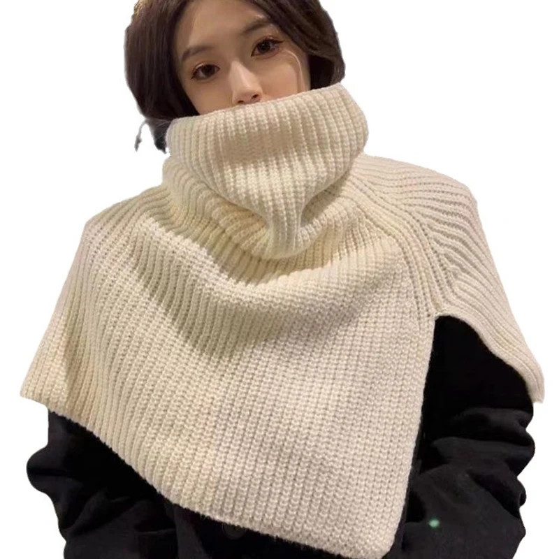 Pullover Scarf Knitted Shawl Winter False Collar Coat Bib Warm Turtleneck Slit Jumper Clothes Accessories