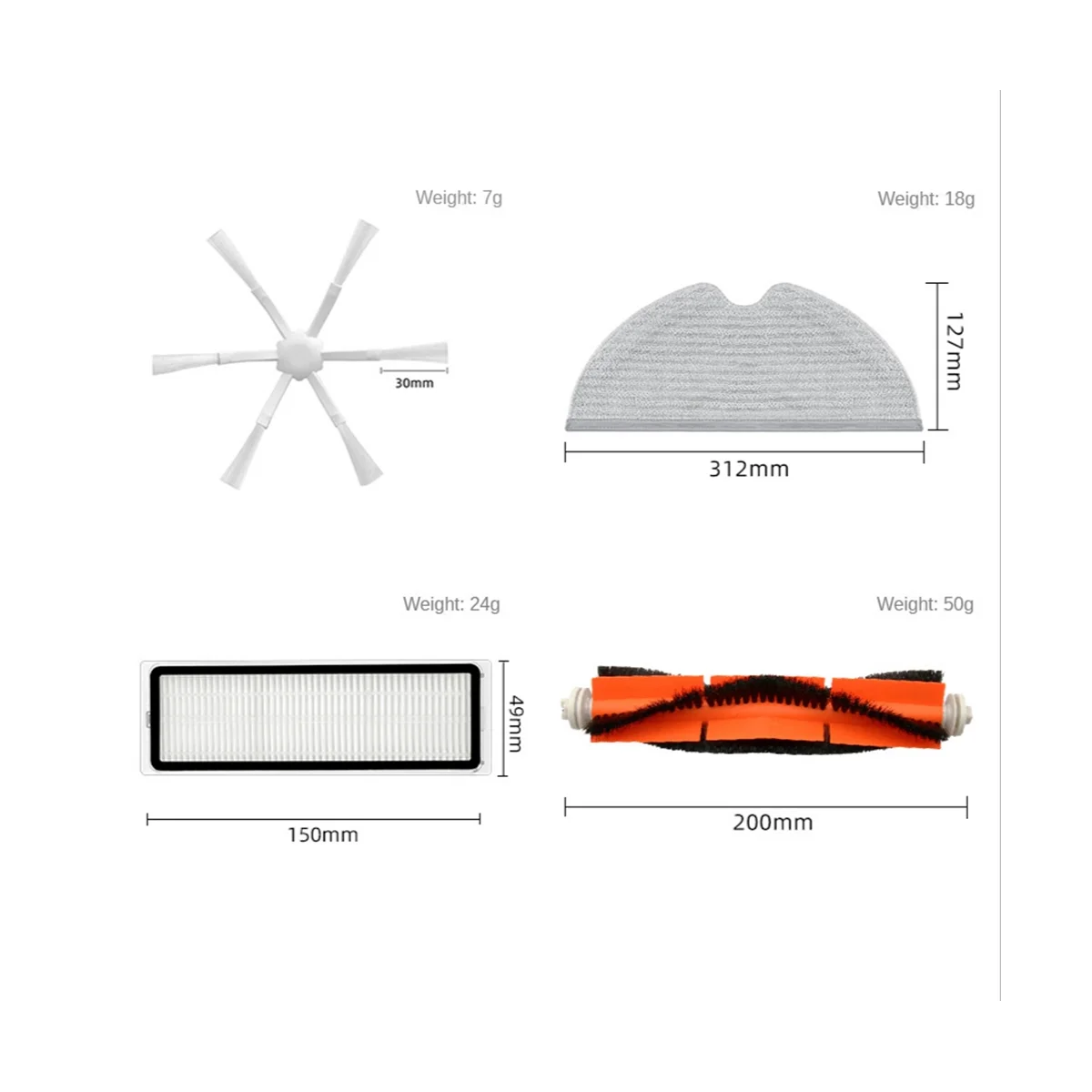 

Main Side Brush Filter Mop Cloth for Xiaomi Mi Robot Vacuum Mop 2C STYTJ03ZHM Mijia Robot Vacuum Cleaner Accessories