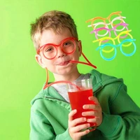 funny soft glasses straw unique flexible drinking tube kids party accessories crazy diy straws for birthday party supplies