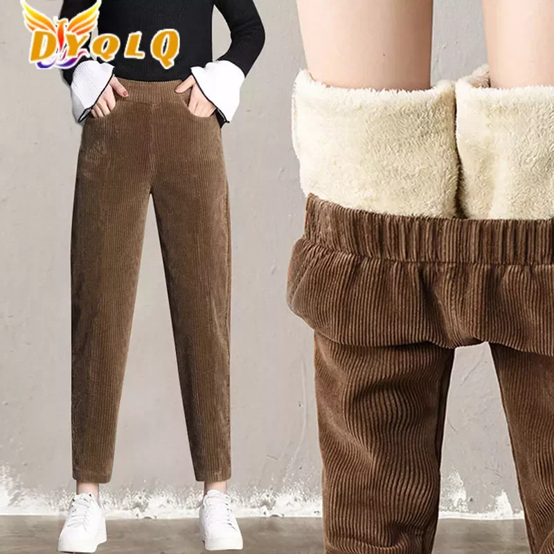 

Plush Thick Casual Pants WomenJ&MCorduroy Warm Pants Autumn Winter Leggings High Waist Harem Pants Trousers Women Брюкиженские