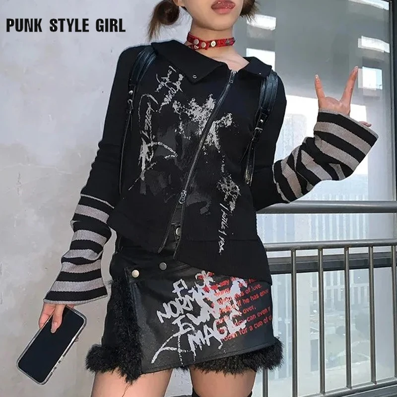 Футболка в стиле 1920-х годов с изображением граффити черные топы на молнии