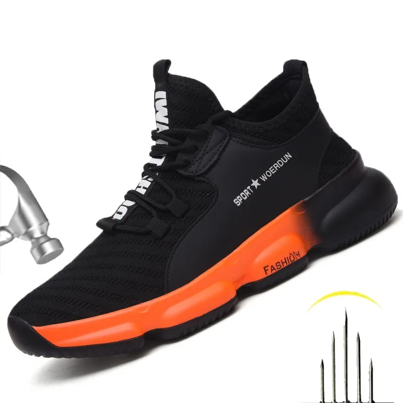 

CHNMR Summer Work Shoes With Steel Toe Breathable Safety Shoes Lightweight Sneakers For Work Anti Smashing Puncture Proof Shoe