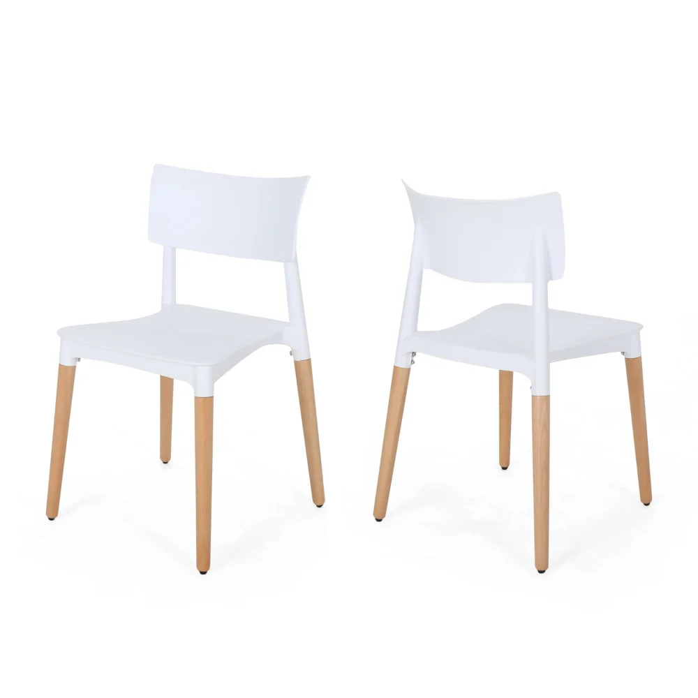Noble House Beeman Contemporary Plastic Dining Chairs, Set o