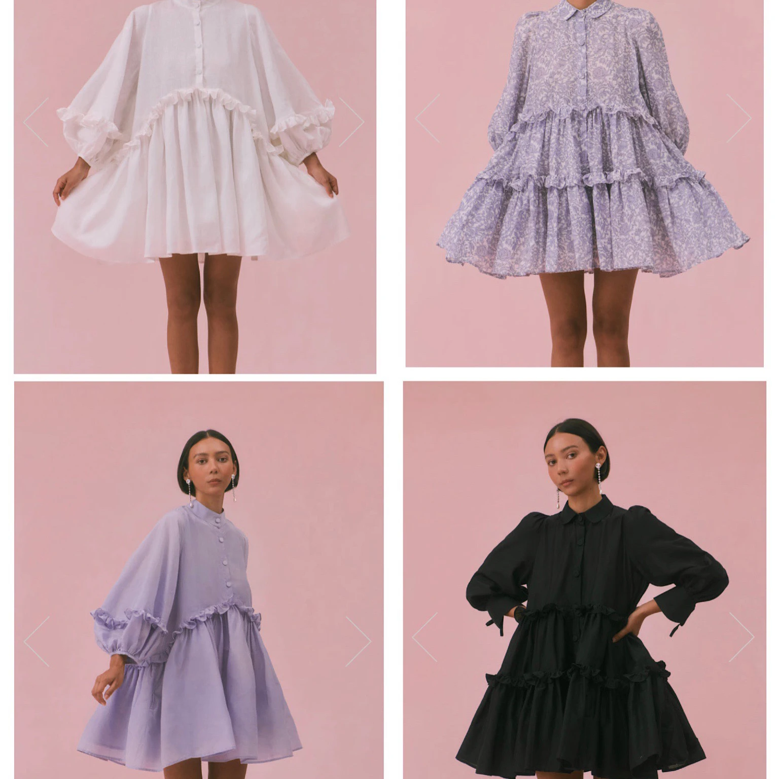 

Women Silk Cotton mini Dress Loose Lantern Sleeve fashion lady dress