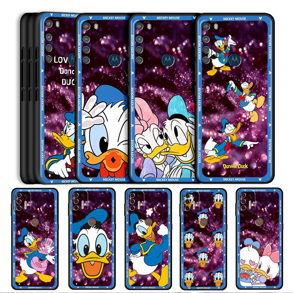 

Cartoon Disney Donald Duck Case For Motorola Moto G30 G50 G60 G8 G9 Power One Fusion Plus E6s Soft Phone Coque Black Tpu Capas