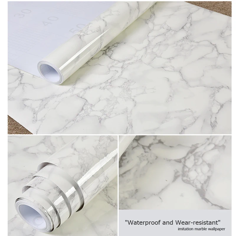 

Papel de parede para decoração de casa e sala de estar, autoadesivo, em cores sólidas, à prova d'água, marmorizado
