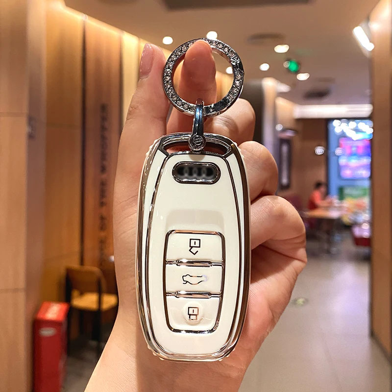 

Car Remote Key Case Cover Shell Fob for Audi A3 A4 A6 A7 B9 4K A8 E-tron Q5 Q8 C8 D5 SQ8 Protector Keychain Accessories