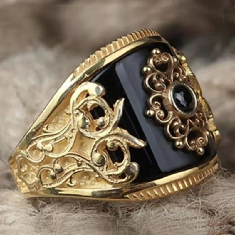 

2022 New Copper Material Opening Adjustable Ring Tiger Eye Onyx Stone High Jewelry Fashion Luxury Suitable for Men with Gift