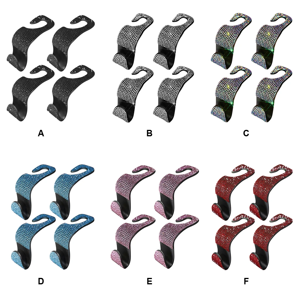 

4 Pieces Plastic Automotive Headrest Hook 2 in 1 360 Degree Rotatable Toy Shopping Bag Wallet Hanging Holder Hanger Red